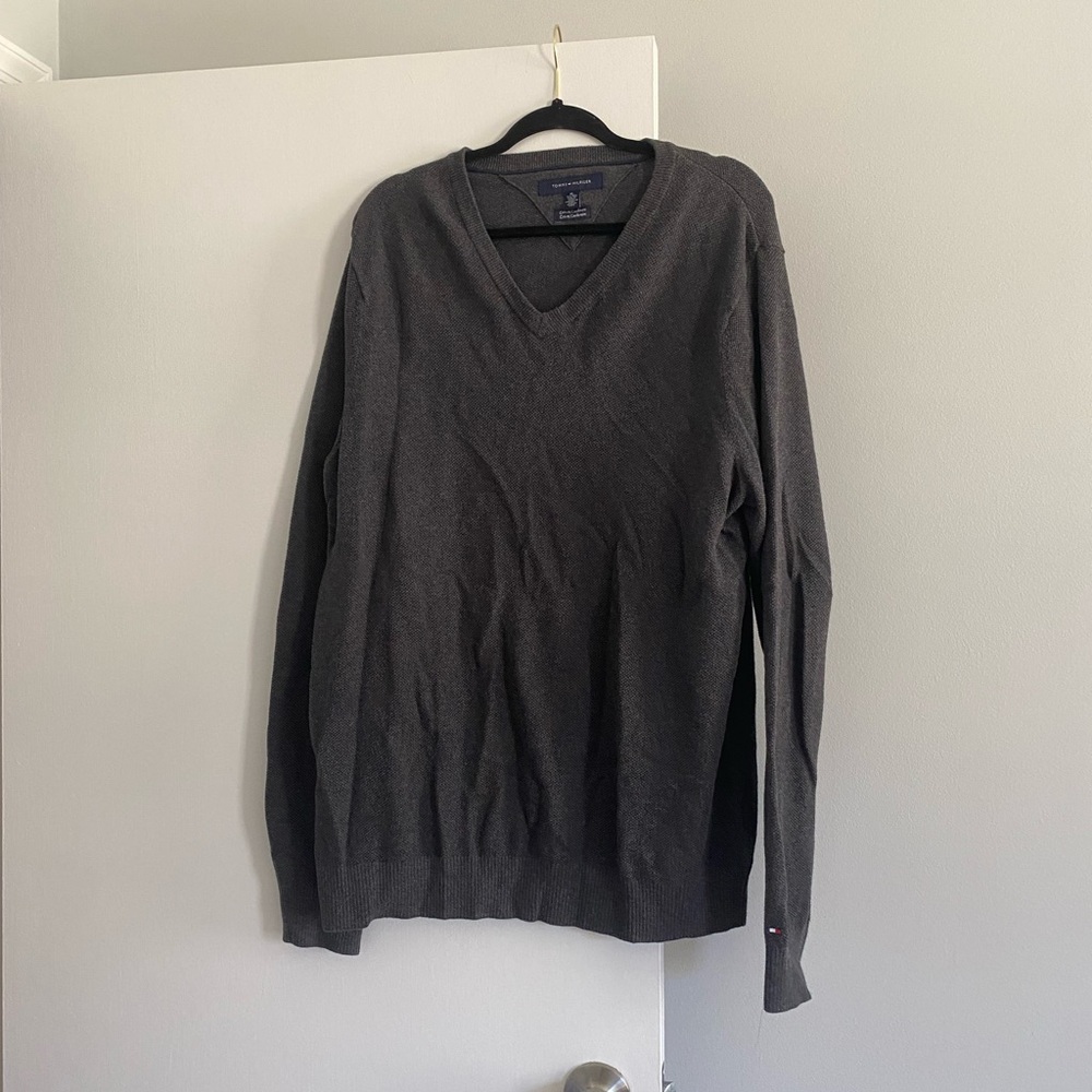 Tommy Hilfiger Cashmere Blend Men's Gray V-Neck Sweater XL